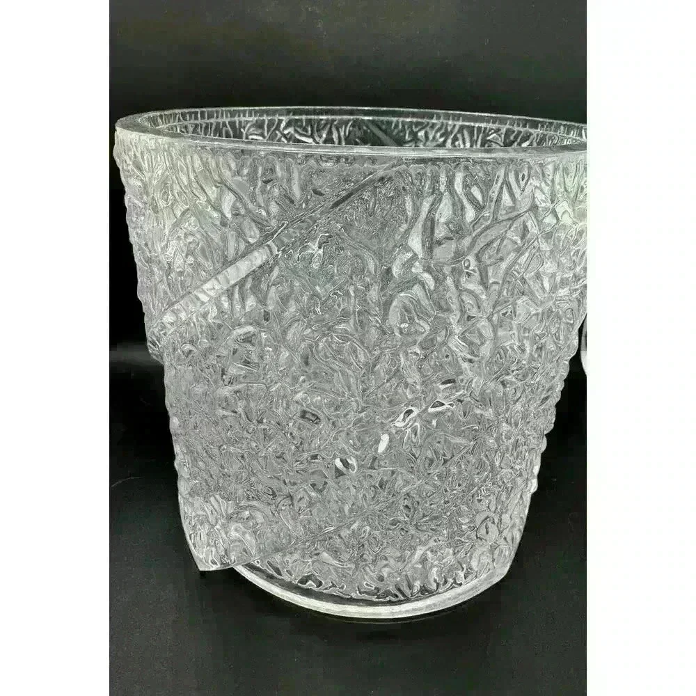 Vintage Mid-Century Modern Lucite Iceberg Textured Ice Bucket Stunning Clear